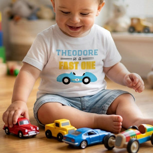 Camiseta De Bebé Carrera de Autos Rápidos Cumpleaños número 1