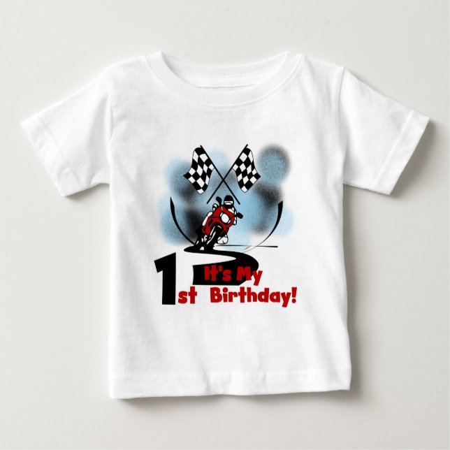 Camiseta De Bebé Carreras de motocicletas Primer cumpleaños camiset (Anverso)