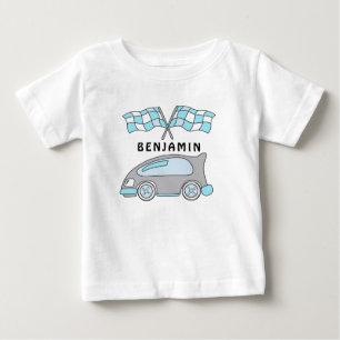 Camiseta De Bebé Carro de raza y banderas nombre de niño bebé