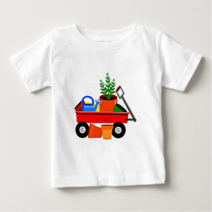 Camiseta De Bebé Carro rojo con las plantas y los utensilios de