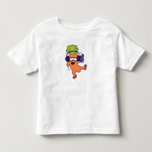 Camiseta De Bebé Carrot en la música con auriculares