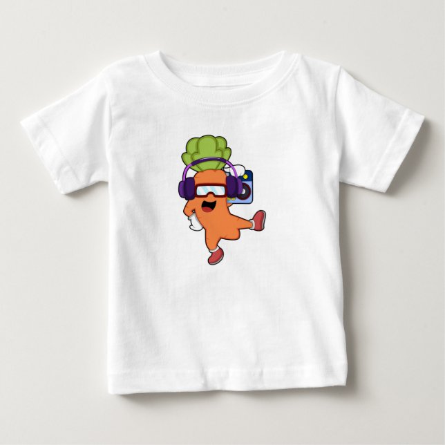 Camiseta De Bebé Carrot en la música con auriculares (Anverso)