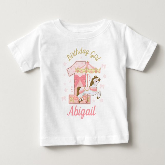 Camiseta De Bebé Carrusel primer Chica de cumpleaños (Anverso)