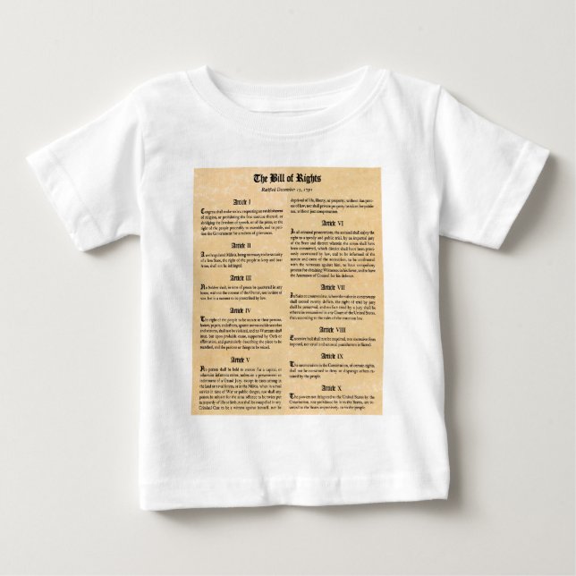 Camiseta De Bebé Carta de Derechos de los Estados Unidos (Anverso)
