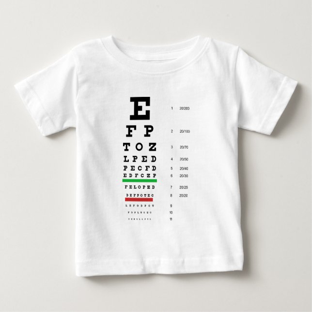 Camiseta De Bebé Carta de ojo de Herman Snellen para estimar (Anverso)