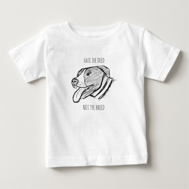 Camiseta De Bebé cartel de amante de animales perro pitbull dibujad (Anverso)