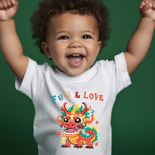 Camiseta De Bebé Cartón Divertido Dragón Año Nuevo Chino Fu Regalo 