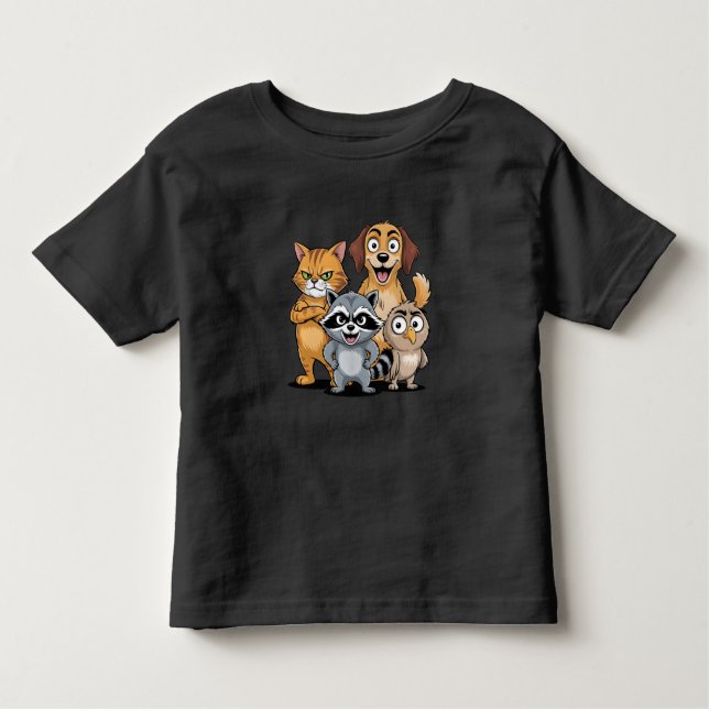 Camiseta De Bebé Cartoon Animal Friends Team Illustration (Anverso)