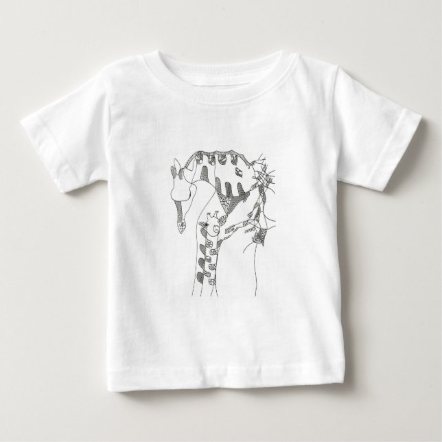 Camiseta De Bebé Cartoon stick figure giraffe mom and son T-shirts (Anverso)