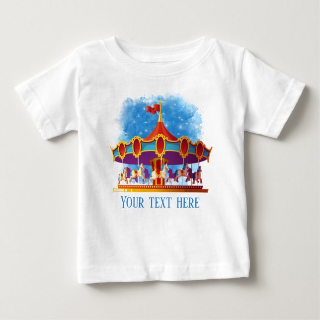 Camiseta De Bebé carusel mono para niños añadir texto (Anverso)