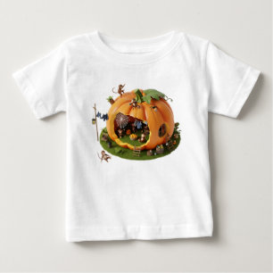 Camiseta De Bebé Casa de calabaza 3D caprichosa con monos en miniat