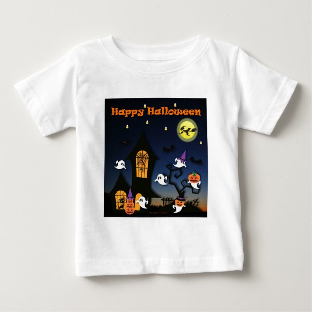 Camiseta De Bebé Casa embrujada de Halloween feliz (Anverso)