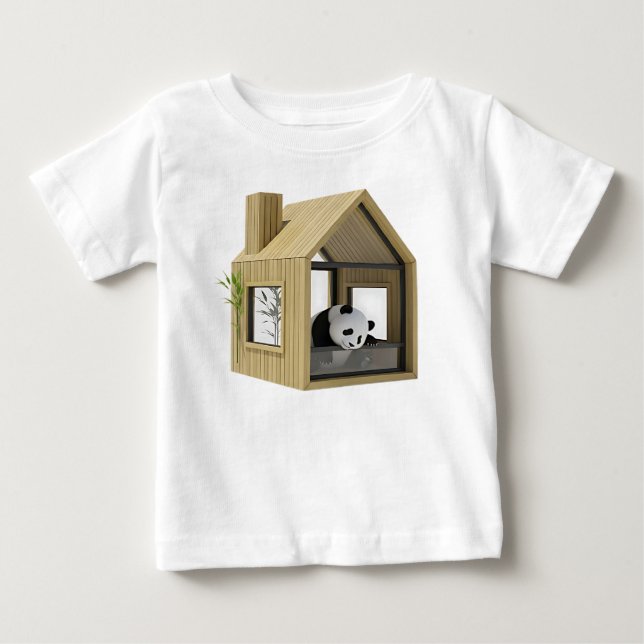 Camiseta De Bebé Casa pequeña moderna de bambú y vidrio (Anverso)
