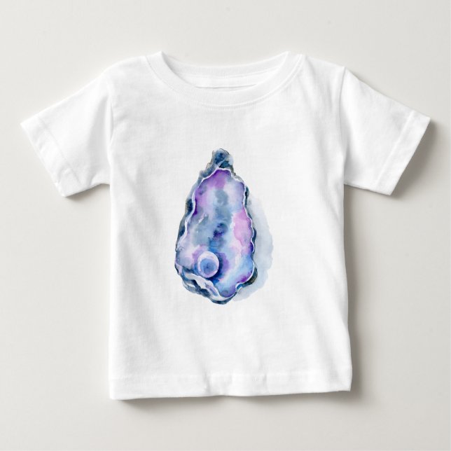 Camiseta De Bebé Cáscara de ostra de la acuarela con la perla (Anverso)