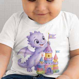 Camiseta De Bebé Castillo de juguete de dragón bebé lavanda lindo p