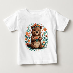 Camiseta De Bebé Castor floral lindo