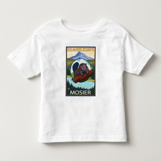 Camiseta De Bebé Castor y capilla del Mt. - Mosier, Oregon (Anverso)