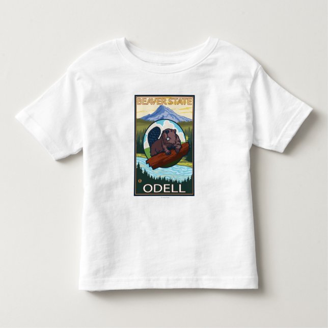 Camiseta De Bebé Castor y capilla del Mt. - Odell, Oregon (Anverso)