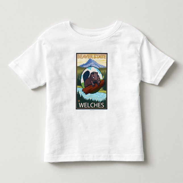 Camiseta De Bebé Castor y capilla del Mt. - Welches, Oregon (Anverso)