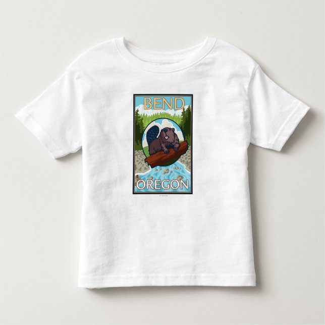 Camiseta De Bebé Castor y río - curva, Oregon (Anverso)