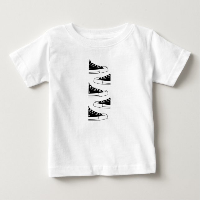 Camiseta De Bebé Casual Black Sneakers Baby T-Shirt (Anverso)