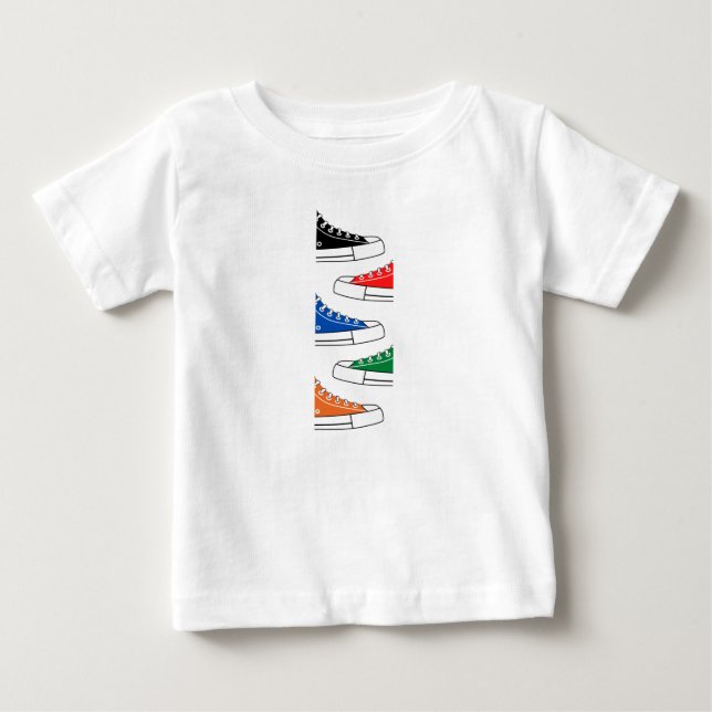 Camiseta De Bebé Casual Colorful Sneakers Baby T-Shirt (Anverso)