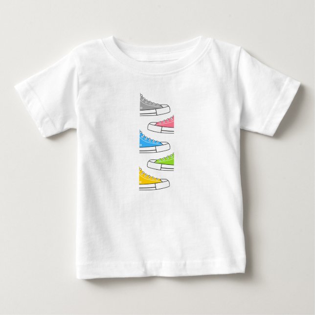 Camiseta De Bebé Casual Colorful Sneakers Baby T-Shirt (Anverso)