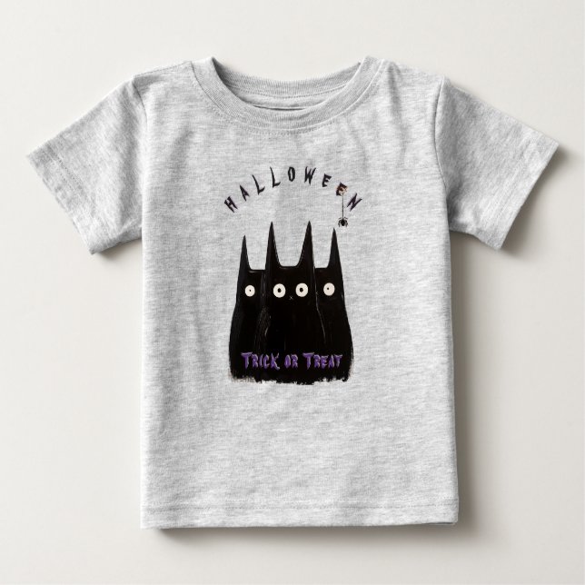 Camiseta De Bebé Cat and Halloween, personalized (Anverso)