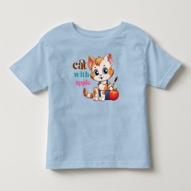 Camiseta De Bebé Cat Con Apple-85242 (Anverso)