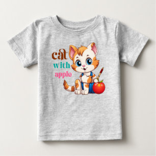 Camiseta De Bebé Cat Con Apple-85242