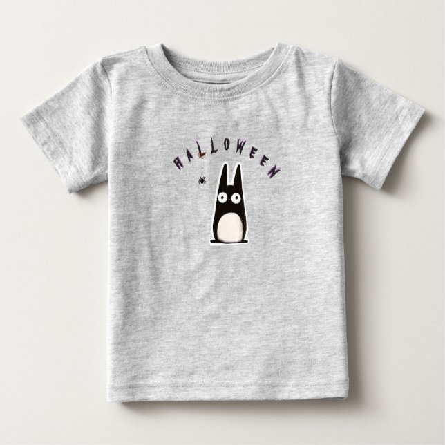 Camiseta De Bebé cat d'Halloween + spider, personalized (Anverso)
