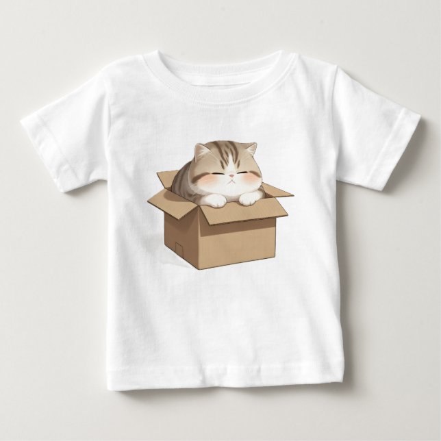 Camiseta De Bebé Cat in the Box  (Anverso)