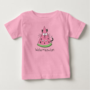 Camiseta De Bebé Cat Watermelon Kids Graciosa Cute