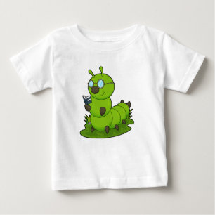Camiseta De Bebé Caterpillar como atormentado con gafas y libros