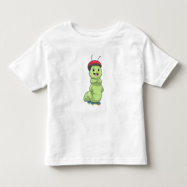 Camiseta De Bebé Caterpillar como patinador en línea con patines de (Anverso)