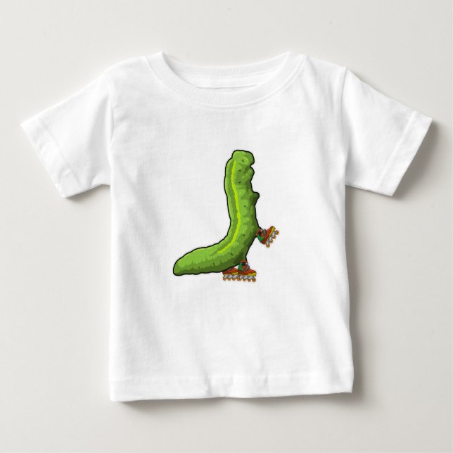 Camiseta De Bebé Caterpillar como patinador en línea con patines en (Anverso)