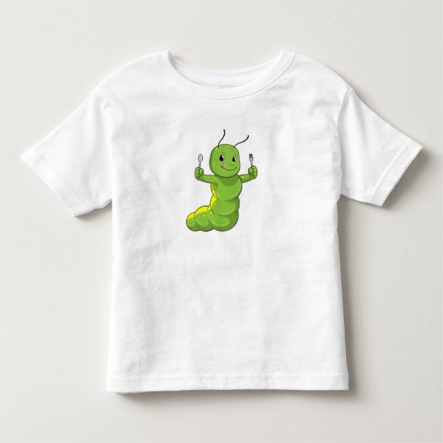 Camiseta De Bebé Caterpillar con cuchara y horquilla (Anverso)