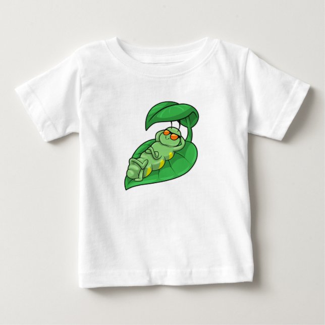Camiseta De Bebé Caterpillar con hoja (Anverso)