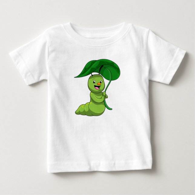 Camiseta De Bebé Caterpillar con hoja como parasol (Anverso)