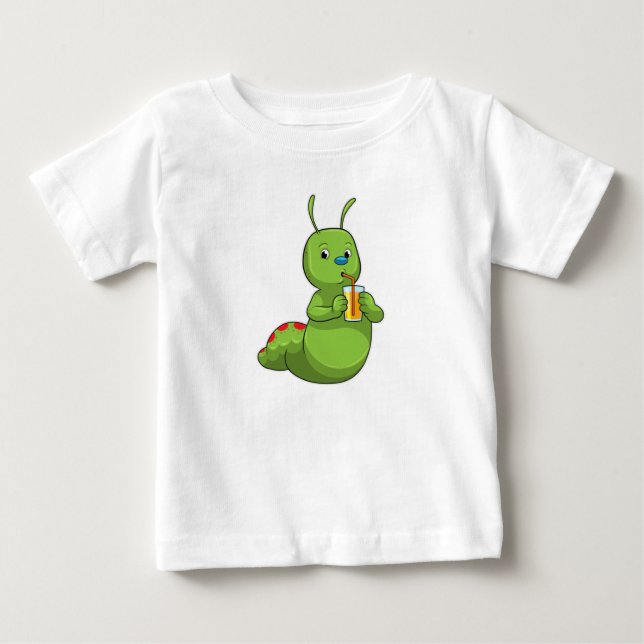 Camiseta De Bebé Caterpillar con zumo de Naranja de vidrio (Anverso)