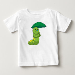 Camiseta De Bebé Caterpillar en la lluvia con paraguas