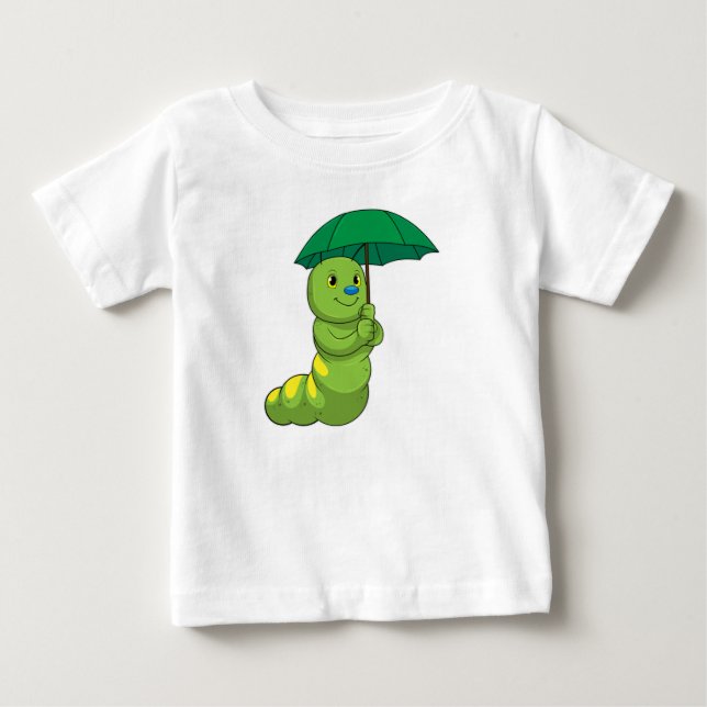 Camiseta De Bebé Caterpillar en la lluvia con paraguas (Anverso)