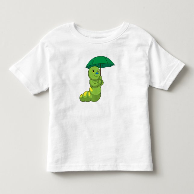 Camiseta De Bebé Caterpillar en la lluvia con paraguas (Anverso)