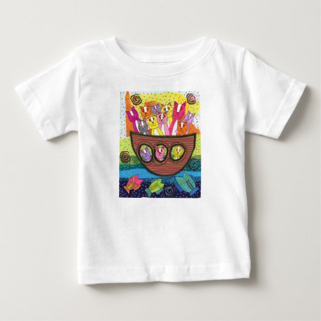 Camiseta De Bebé Cats in a Boat T-shirt (Anverso)