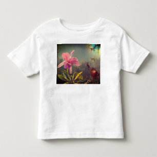 Camiseta De Bebé Cattleya Orchid y tres Hummingbirds Heade