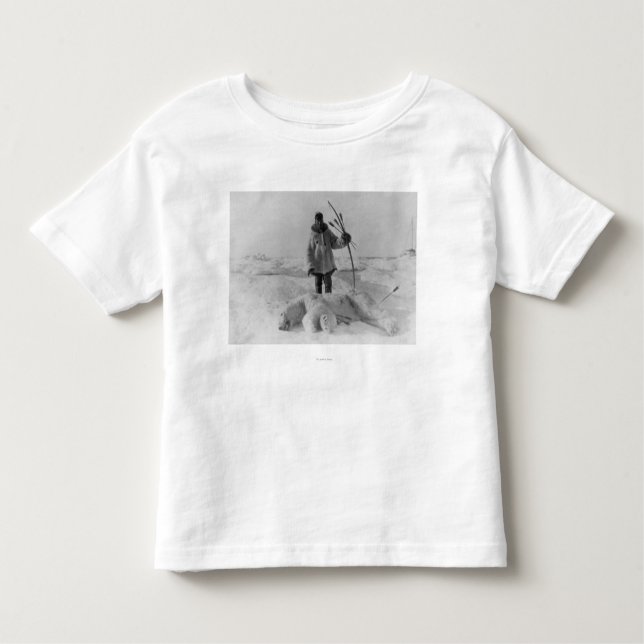 Camiseta De Bebé Cazador esquimal con la fotografía del oso polar (Anverso)