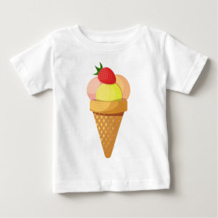 Camiseta De Bebé Cazas de helado y fresa en cono de gofre