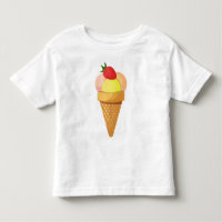 Cazas de helado y fresa en cono de gofre