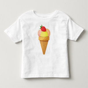 Camiseta De Bebé Cazas de helado y fresa en cono de gofre