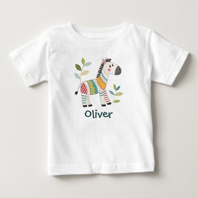 Camiseta De Bebé Cebra Adorable de Parche (Anverso)